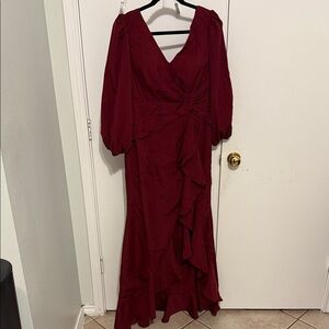 Elegant Burgundy Evening Gown